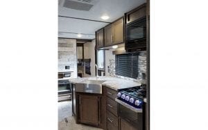 Interior rental RV kitchen