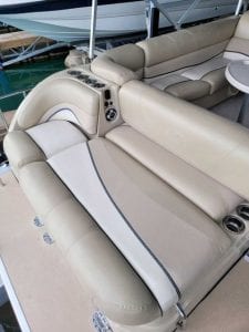 Boat sitting area with cup holders